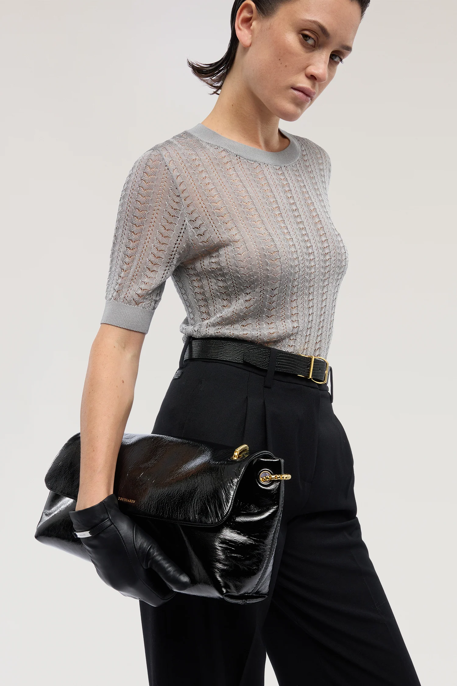 Orbita medium shoulder bag with leather chain - Image 5