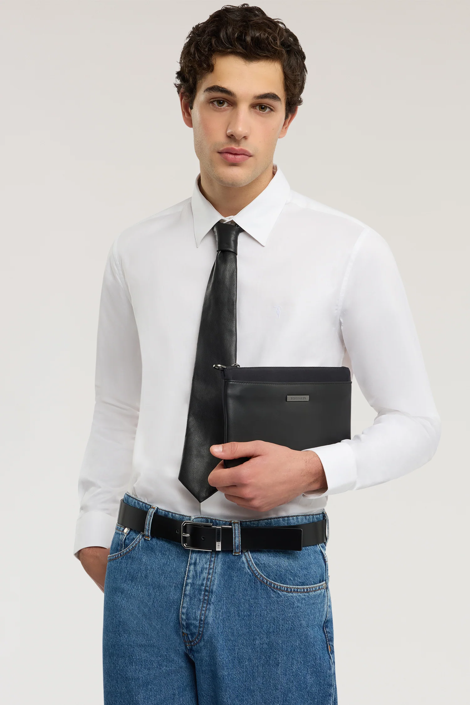 Slim fit shirt in stretch textured cotton - Image 4